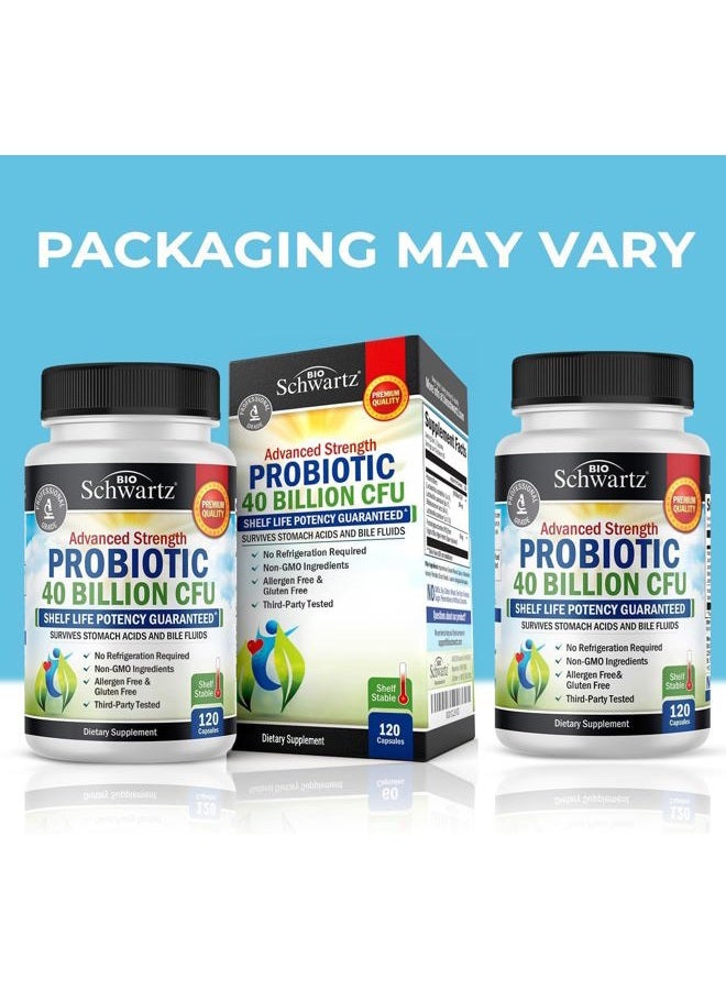 BioSchwartz Daily Probiotic Supplement 40 Billion CFU - Gut Health Complex with Astragalus and Lactobacillus Acidophilus Probiotic for Women and Men - Shelf Stable, with Prebiotics for Digestive Health 120 ct - Image 2