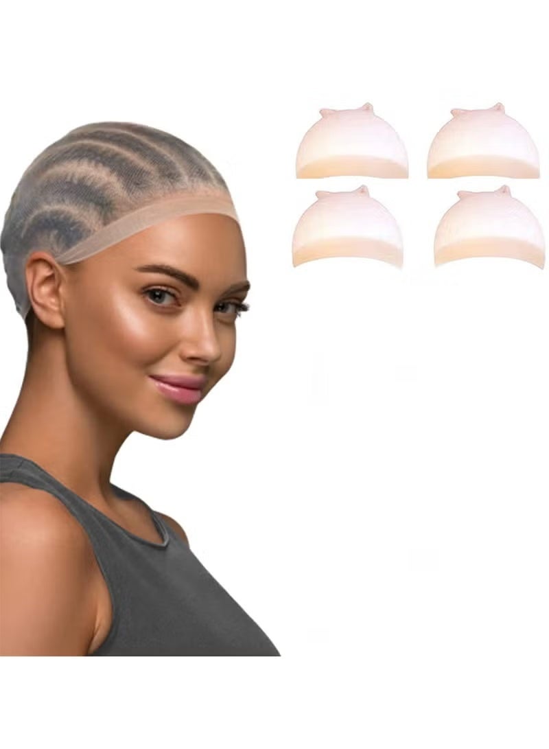 HD Wig Cap, 4 Pieces Invisible and Sheer Breathable Ultra-thin Stretchy Stocking Caps for Lace Front Wigs - Image 1