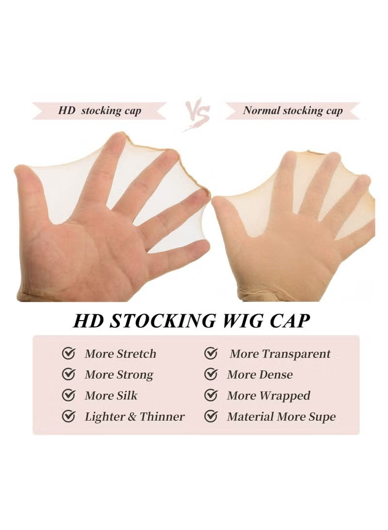 HD Wig Cap, 4 Pieces Invisible and Sheer Breathable Ultra-thin Stretchy Stocking Caps for Lace Front Wigs - Image 2