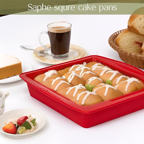 saphe 8 inch Silicone Square Cake Pan Nonstick Silicone Cake Molds, Brownie baking molds for Brownie, Cake, Bread, Pie and Lasagna 2 packs - Image 3