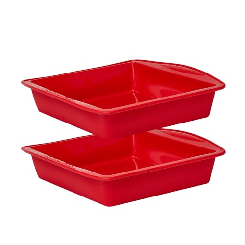 saphe 8 inch Silicone Square Cake Pan Nonstick Silicone Cake Molds, Brownie baking molds for Brownie, Cake, Bread, Pie and Lasagna 2 packs - Image 1