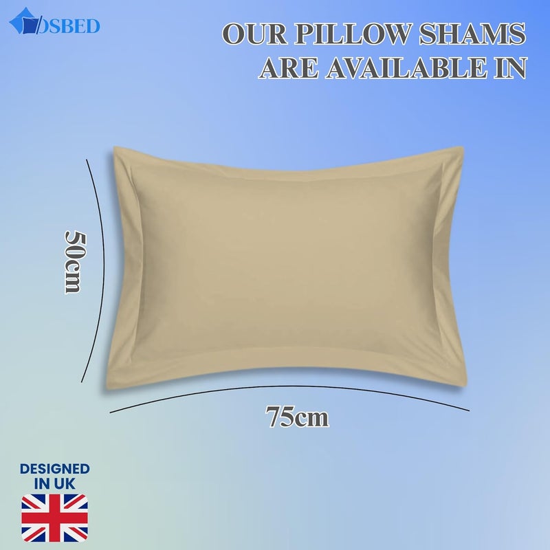 OSBED Cotton Pillow Covers Set of 2 - Breathable & Cooling Pillow Shams (Beige, 50 x 75cm) - Image 2