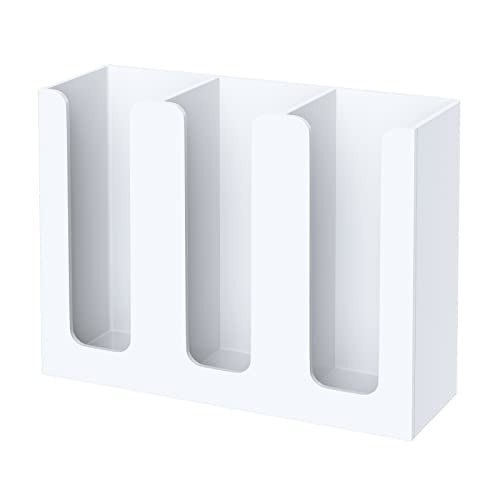 KOTEMON Acrylic Cup Holder, 3 Compartment, Disposable Coffee Cup Dispenser Storage Organizer, White - Image 1
