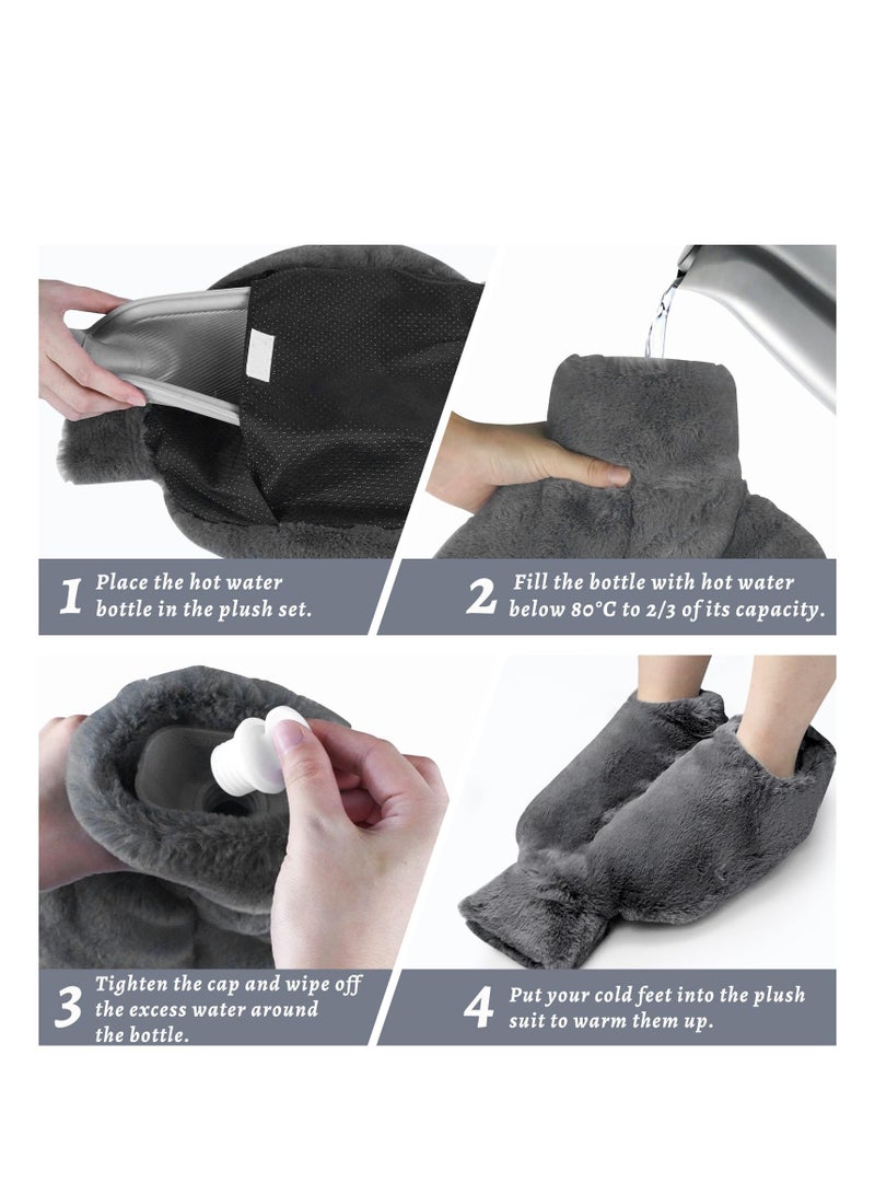 Excefore Hot Water Bottle for Feet, 2l Large Rubber Foot Warmer ot Water Bottle, Cold Feet Warming, for Pain Relief Neck and Shoulders, Foot Warming, Menstrual Pain, Bpa-Free Hot Water Bag - Image 5