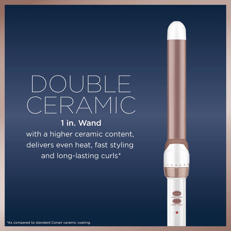 Conair Double Ceramic 1-inch Curling Wand, Straight wand produces flawless waves - Image 2