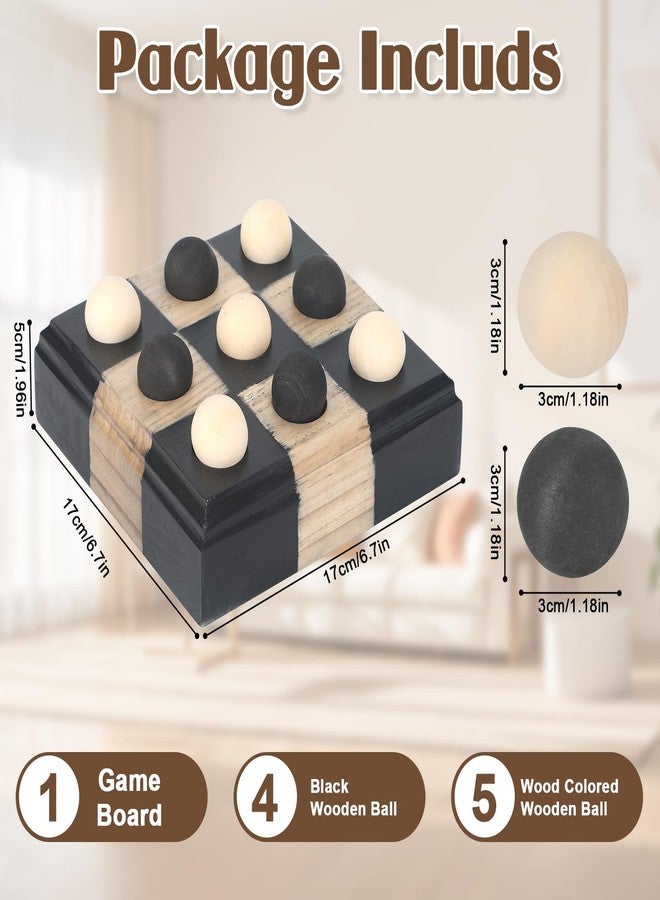 Kuabiz Tic Tac Toe Decor 8x8 Inch Wooden Tic Tac Toe Board Classic Wooden Family Board Coffee Table Decor Livingroom Checkered Modern Boards for Family Adults Activities (Black,Wood) - Image 2
