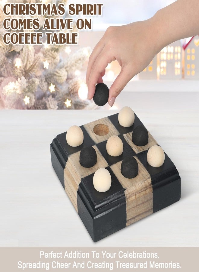 Kuabiz Tic Tac Toe Decor 8x8 Inch Wooden Tic Tac Toe Board Classic Wooden Family Board Coffee Table Decor Livingroom Checkered Modern Boards for Family Adults Activities (Black,Wood) - Image 3