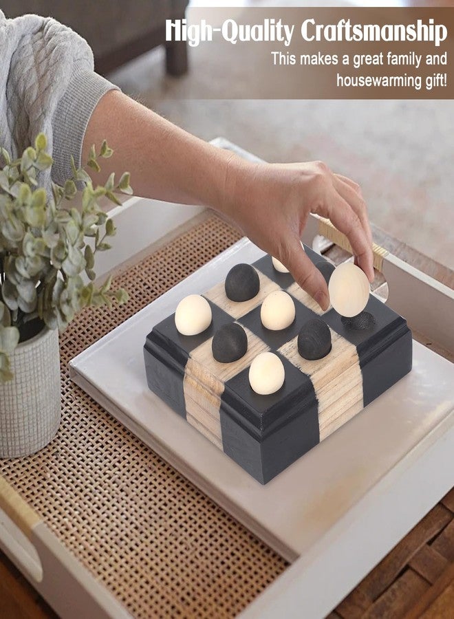 Kuabiz Tic Tac Toe Decor 8x8 Inch Wooden Tic Tac Toe Board Classic Wooden Family Board Coffee Table Decor Livingroom Checkered Modern Boards for Family Adults Activities (Black,Wood) - Image 5