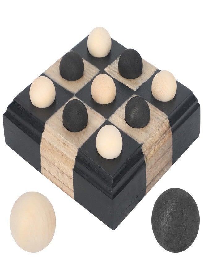Kuabiz Tic Tac Toe Decor 8x8 Inch Wooden Tic Tac Toe Board Classic Wooden Family Board Coffee Table Decor Livingroom Checkered Modern Boards for Family Adults Activities (Black,Wood) - Image 1