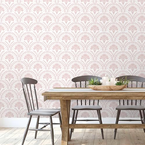 Timeet 17 in × 78.7 in Boho Peel and Stick Wallpaper Pink Floral Contact Paper White Pink Flower Wallpaper Removable Self Adhesive for Cabinet Bathroom Waterproof - Image 4