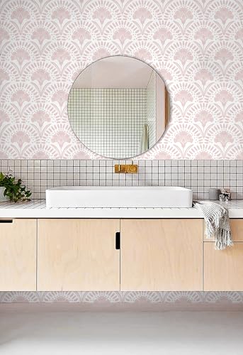 Timeet 17 in × 78.7 in Boho Peel and Stick Wallpaper Pink Floral Contact Paper White Pink Flower Wallpaper Removable Self Adhesive for Cabinet Bathroom Waterproof - Image 5