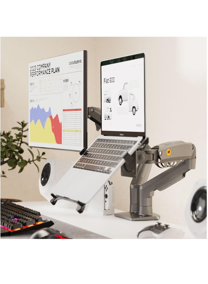 NB North Bayou F160-FP Adjustable Dual Monitor & Laptop Holder - Image 1