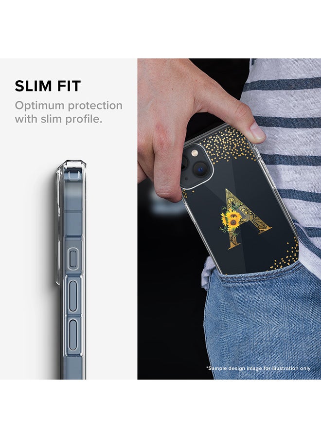 Stylizedd Classic Clear Case For iPhone 14 Pro, Hybrid Soft Case Thin Cover- Custom Monogram Initial Letter Floral Pattern Alphabet - J(Olive Green) - Image 3