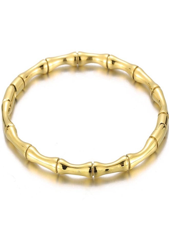 Jude Jewelers Stainless Steel Bamboo Style Classic Plain Open Clasp Bangle Bracelet (Gold) - Image 1