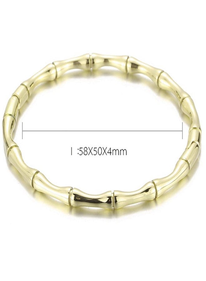 Jude Jewelers Stainless Steel Bamboo Style Classic Plain Open Clasp Bangle Bracelet (Gold) - Image 2