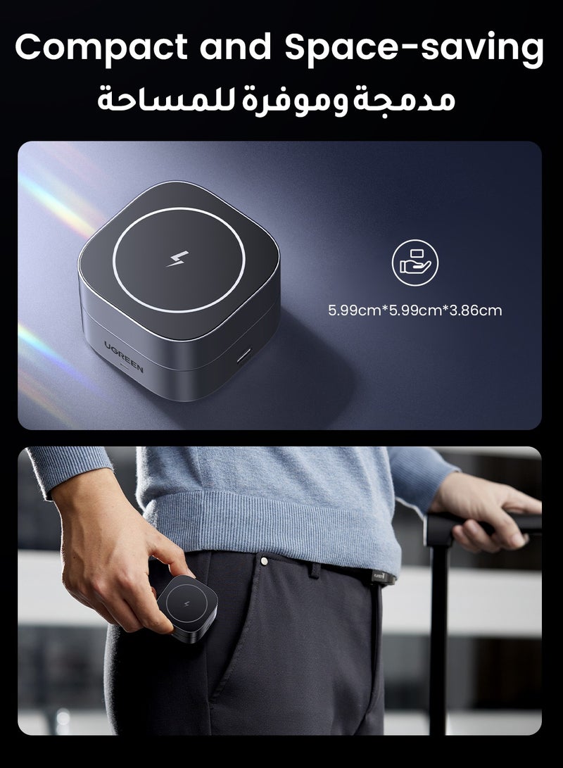 Ugreen 2 In 1 Wireless Charging Station Foldable for iPhone 16 15 Series /Airpods Charger Wireless Qi For Smart Watch Compatible with Apple iWatch Huawei GT Xiaomi Sport Bluetooth Earbuds Headphones - Image 5