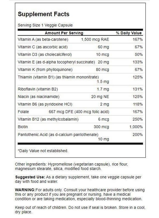 SWANSON سوانسون يومي متعدد الفيتامينات بدون معادن 30 كبسولة نباتية - Image 2
