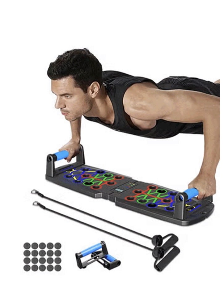 لوح تمرين الضغط مع العد التلقائي، معدات تمرين منزلية محمولة، لوح تمرين ضغط قابل للطي، معدات صالة ألعاب رياضية منزلية، معدات تدريب عضلات البطن الصدرية مع حبل سحب - Image 1