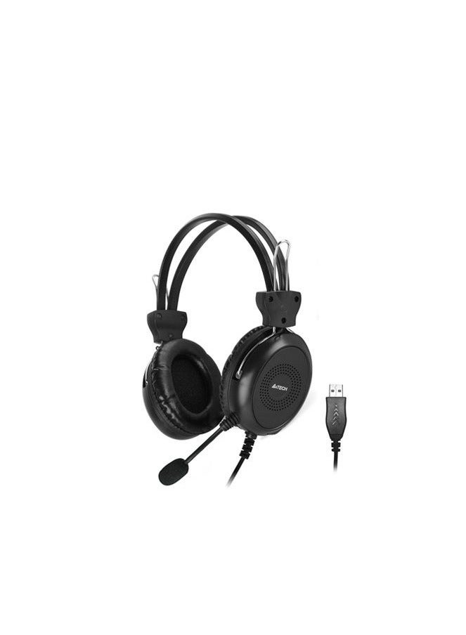 A4TECH ComfortFit Stereo Usb Headset HU-30, Noise Cancelling Microphone, Superior Ear Cushions, Sterio Sound With Usb Plug, Black - Image 1