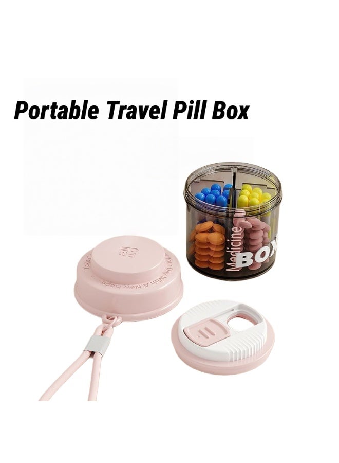 Pink Rotating Pill Organizer – Stylish Transparent Round Pill Box & Travel Medicine Case, BPA-Free Pill Organizer with Smart Dispenser Outlet for Vitamins, Supplements & Daily Pills (Dubai & UAE) - Image 1