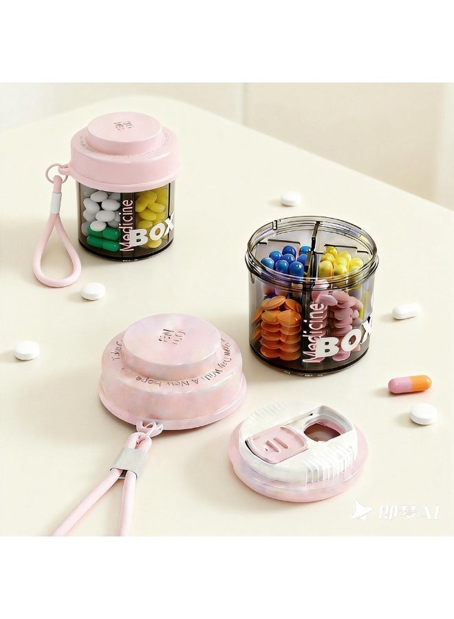 RAMADAN, Portable Pill Organizer, Travel Pill Box, Pill Container for Pocket 4 Compartments, Daily Compact Travel Medicine Holder for Vitamins, Supplements & Daily Pills (Pink) - Image 1