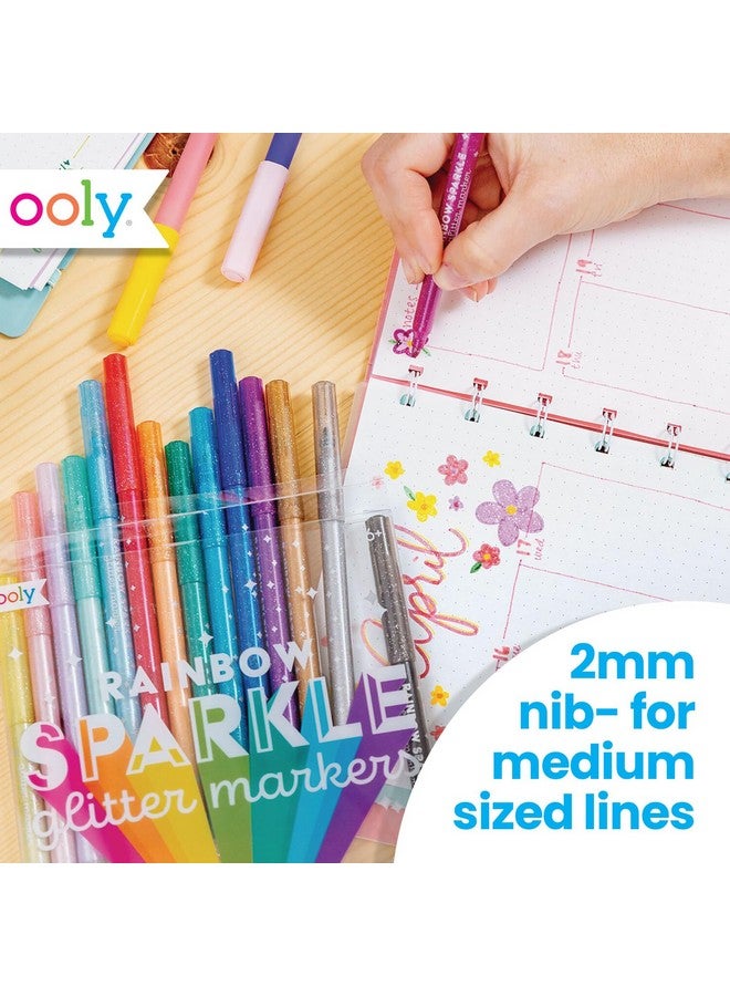 Ooly Rainbow Sparkle Glitter Markers [Set of 15], Includes 5 Pastel Markers & 10 Classic Color Markers, Glittery & Sparkling Markers for Kids, 2mm Nib Medium Sized Lines [GLITTER VARIETY PACK New Gen] - Image 3