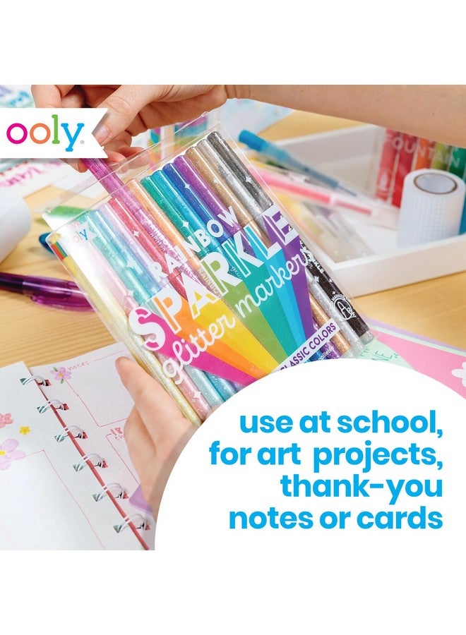 Ooly Rainbow Sparkle Glitter Markers [Set of 15], Includes 5 Pastel Markers & 10 Classic Color Markers, Glittery & Sparkling Markers for Kids, 2mm Nib Medium Sized Lines [GLITTER VARIETY PACK New Gen] - Image 4