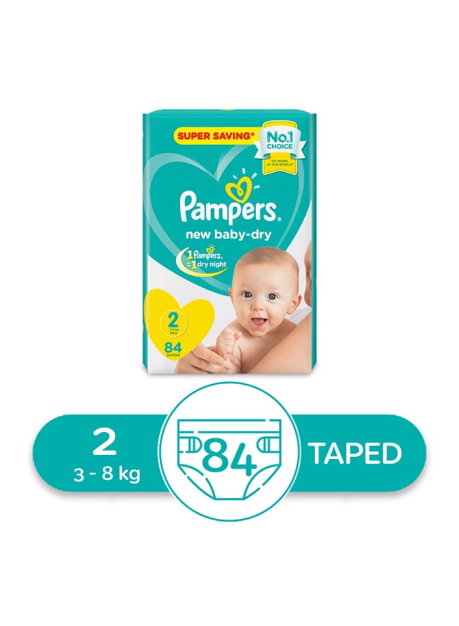 Pampers Baby Dry Diapers Size 2, Mini, 3-8 Kg (84 Diapers)