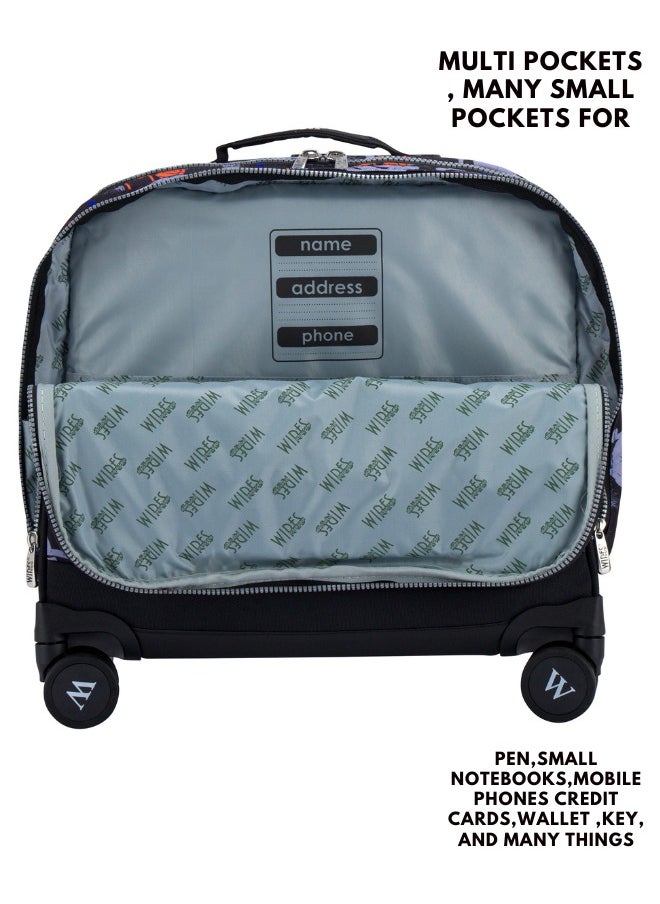 Wires 3 Piece Kids School Trolley Bag laptop compartment 8 Wheels With Lunch bag & Pencil Case  - Image 3