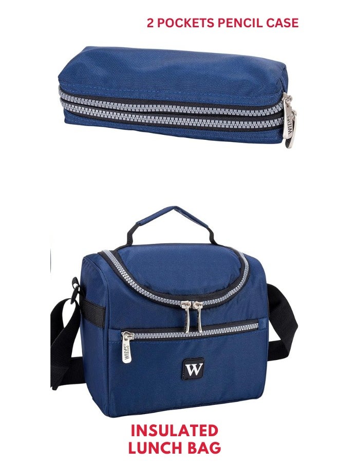 Wires 3 Piece Kids School Trolley Bag laptop compartment 8 Wheels With Lunch bag & Pencil Case  - Image 5