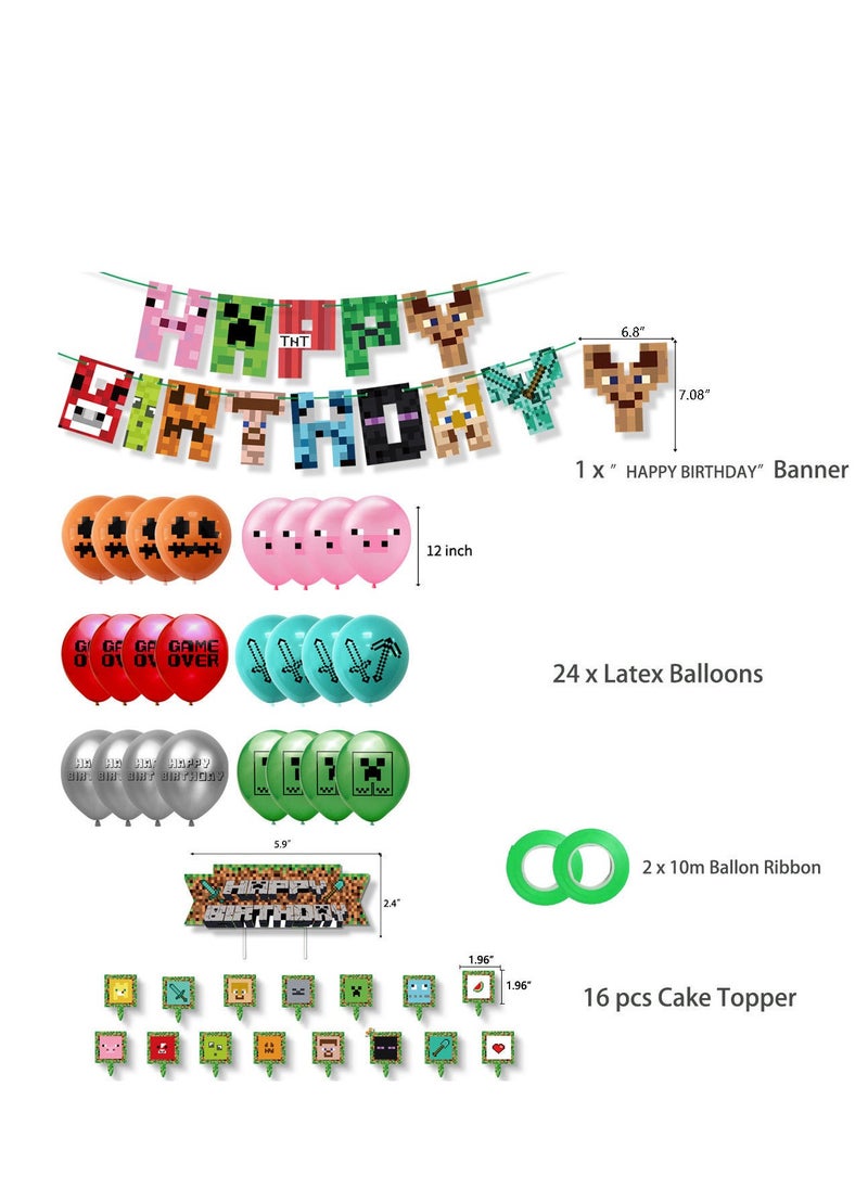 xppier 43-Piece Pixel Miner Crafting Style Balloons 12 inch  - Image 2