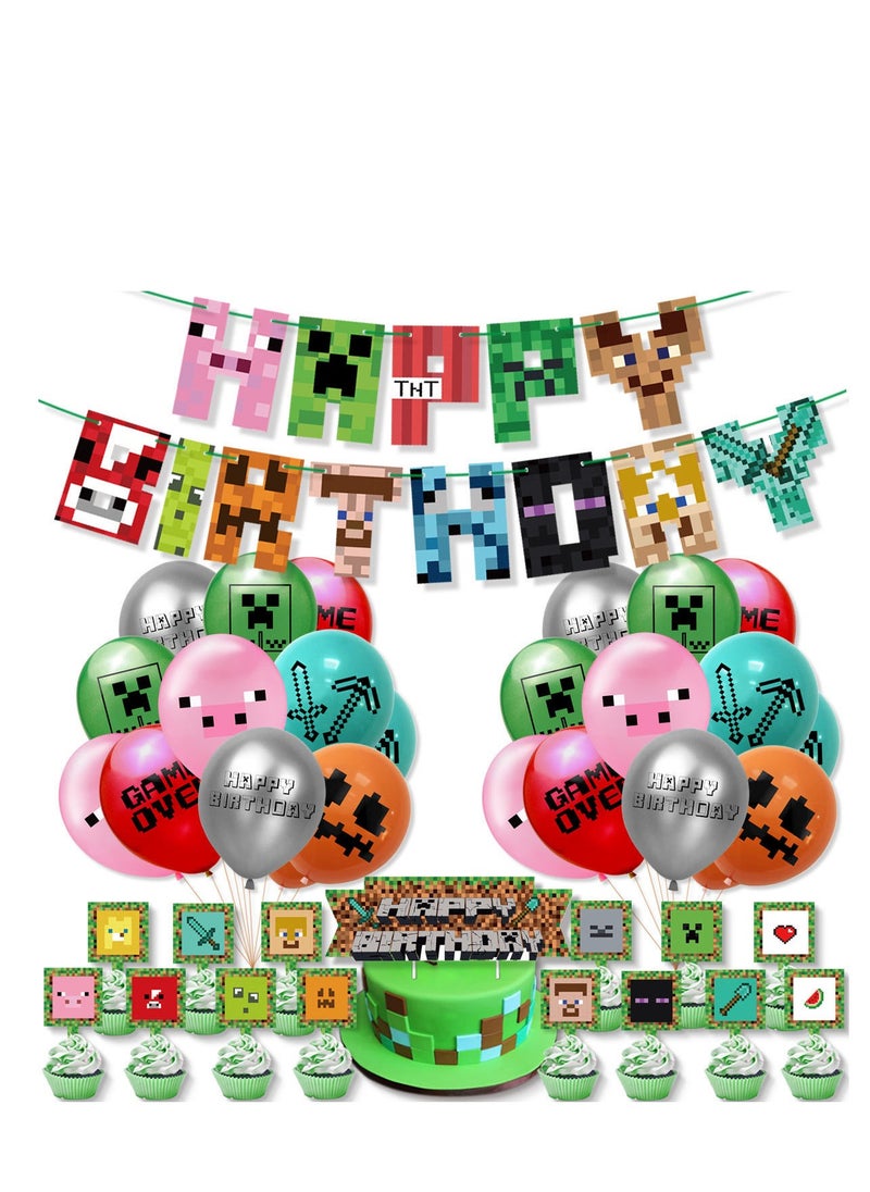 xppier 43-Piece Pixel Miner Crafting Style Balloons 12 inch  - Image 4