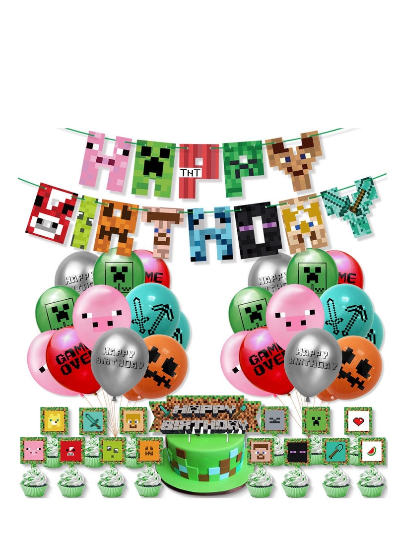 xppier 43-Piece Pixel Miner Crafting Style Balloons 12 inch  - Image 1
