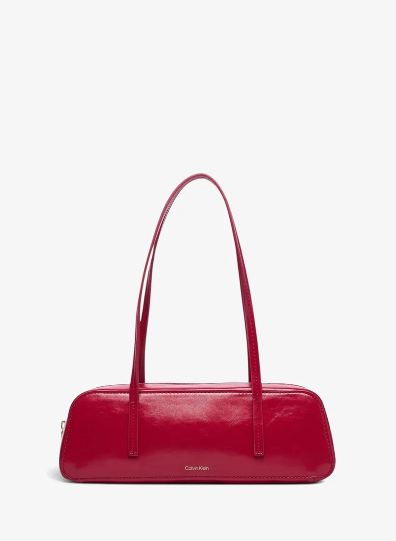 Glossy Foil Logo Bauletto Shoulder Bag