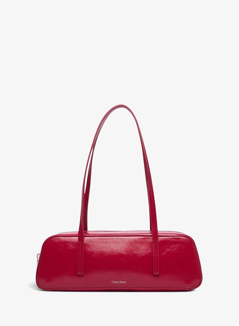 CALVIN KLEIN Glossy Foil Logo Bauletto Shoulder Bag - Image 1