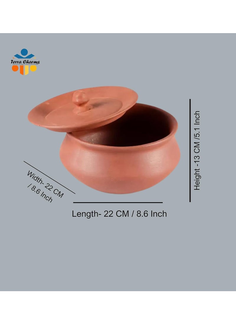 Terra Charms Terra Charms Terracotta Clay Pot Serving Pot Hand Craft Handi for Making Kheer Taste For Healthy Naturelly Food Fitness Light Weight Curd Bowl for Cooking1L Capacity  - Image 3