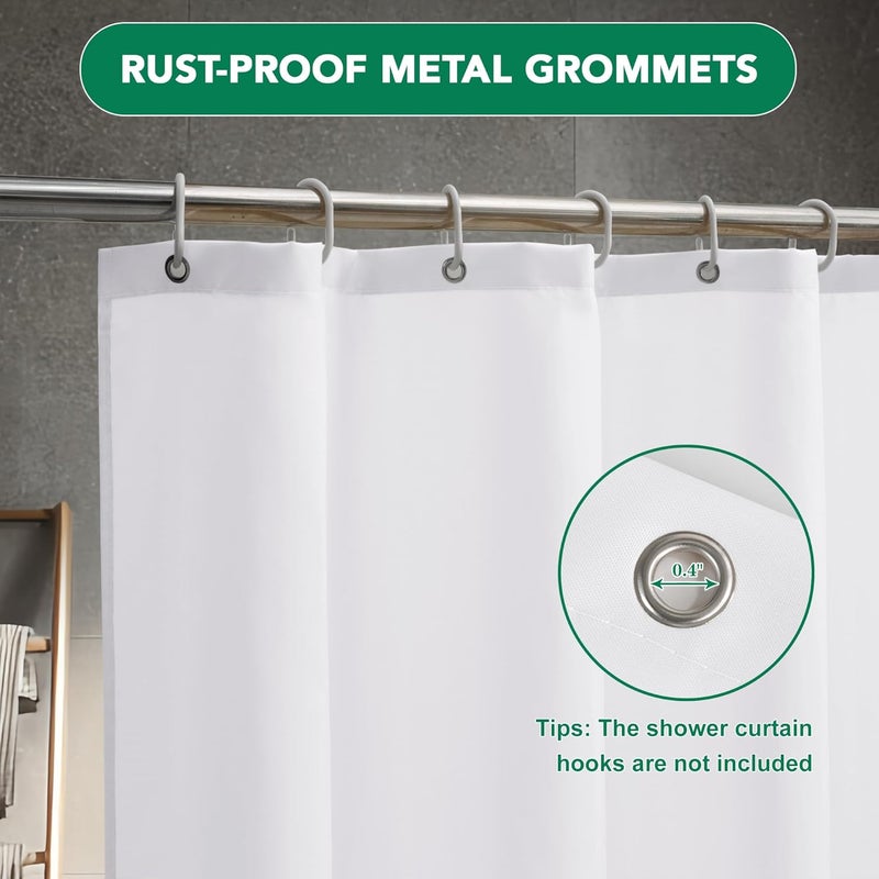 Biscaynebay Fabric Shower Curtain Liner 72x72 Inch-2 Packs White Water Resistant Bathroom Curtains-Hotel Soild Polyester Shower Liners Washable with Magnets - Image 4