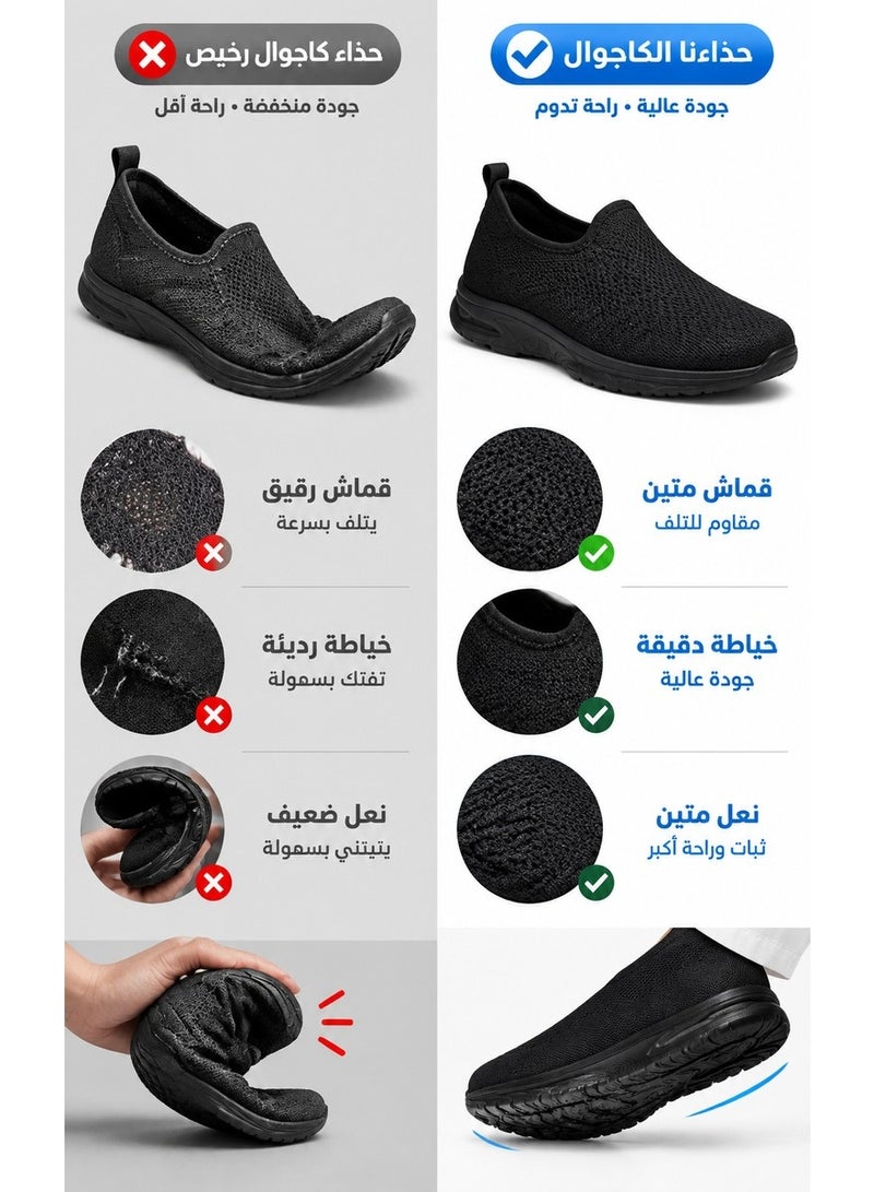 Amity Men Slip On Walking Sneakers, Breathable Knit Mesh Upper, Shock Absorption Lightweight Non Slip Shoes for Travel Shopping Walking - Image 3