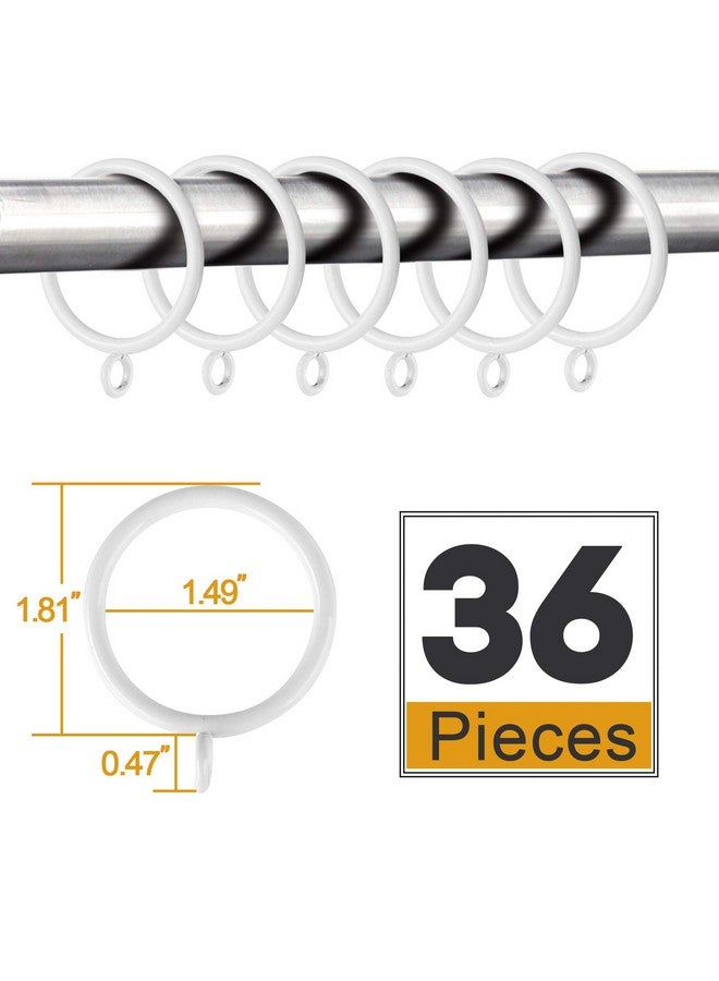 ANJUU 36 Pack 38mm Inner Diameter Metal Curtain Drape Sliding Eyelet Rings White Tone - Image 2