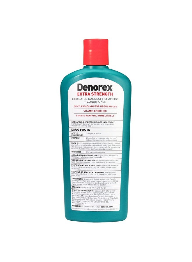 Denorex Extra Strength Anti Dandruff Shampoo & Conditioner Treatment, 3% Salicylic Acid Helps Relieve Moderate Symptoms of Dandruff, Seborrheic Dermatitis & Psoriasis, 10oz - Image 2