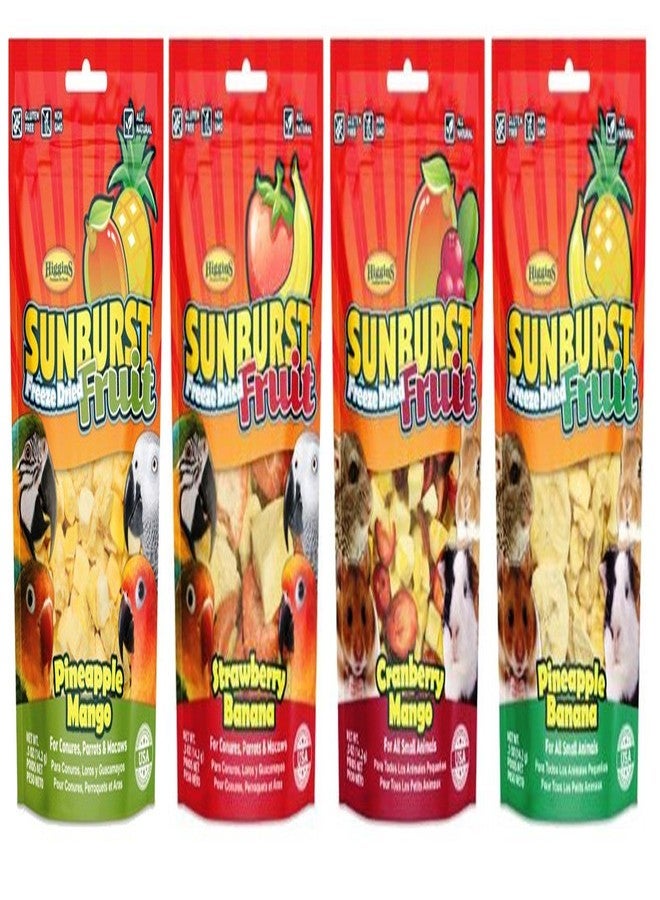 Higgins Sunburst Freeze-Dried Fruit Gourmet Treat 4 Flavor Variety Bundle, (1) Each: Pineapple Mango, Strawberry Banana, Cranberry Mango, Pineapple Banana (.5 Ounces) - Image 2