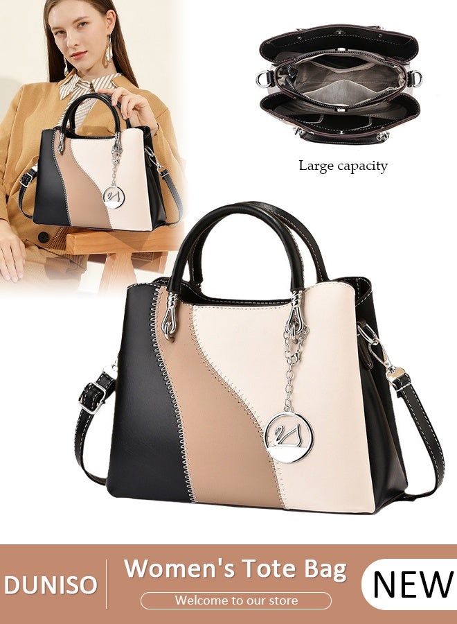 DUNISO Women's Vintage Tote Bag Handbags with Large Capacity Faux Leather Shoulder Bag Ladies Fashion Designer Satchel Crossbody Bag with Detachable Strap for Ladies - Image 1