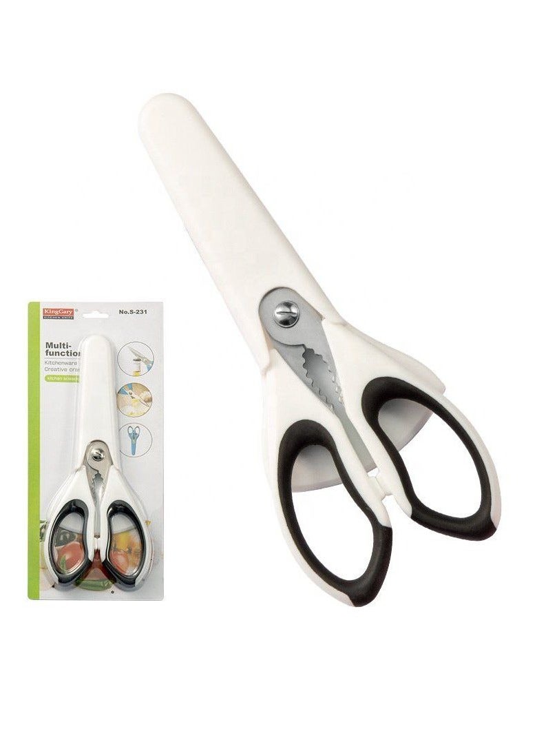 Sharp stainless steel kitchen scissors with a comfortable handle and a plastic cover for protection and safe storage. - Image 1