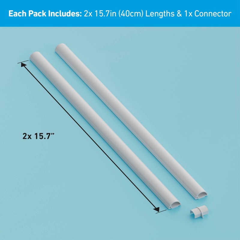 D-Line 31.4in TV Cord Hider, Patented Half Round Cable Cover, Hide Wall Mount TV Wires, Hinged One-Piece Cable Concealer, Adhesive, Decorative Raceway - 2X 0.78in W x 0.39in H x 15.7in L - White - Image 4