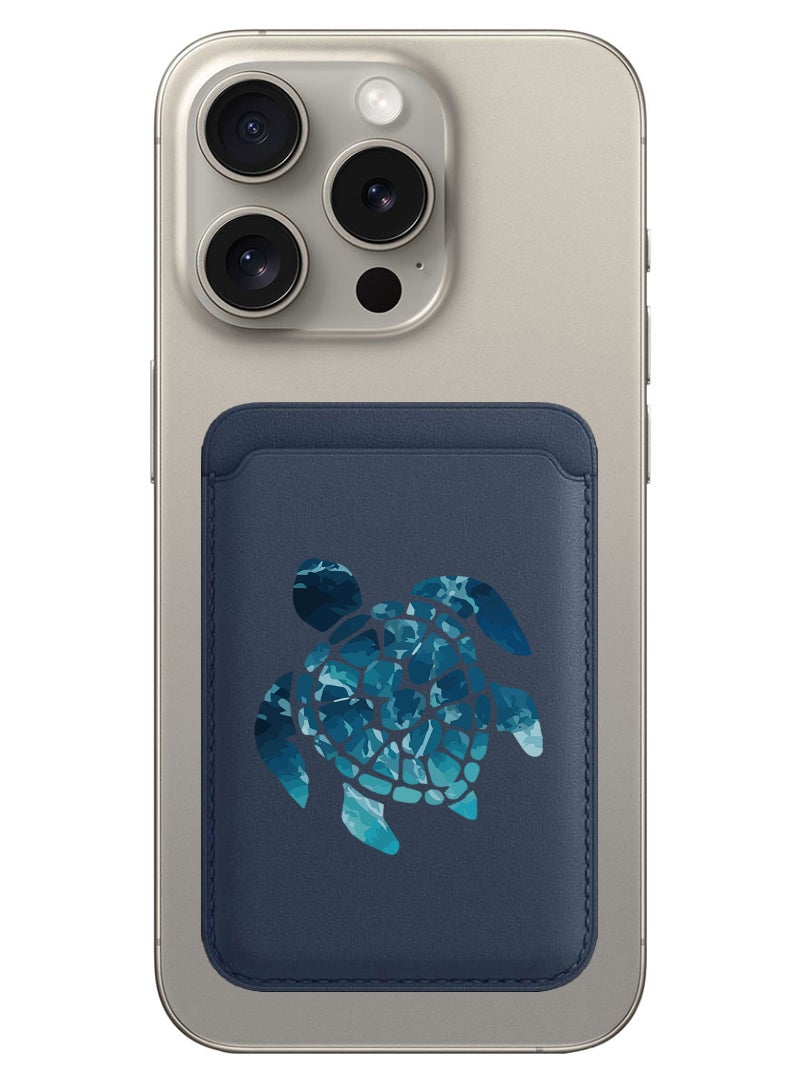 Theodor Magnetic Wallet, Compatible with MagSafe Wallet, for iPhone Wallet, for iPhone 16/15/14/13/12 Series, Not for iPhone 13/12 mini, 3 Card Holder, Vegan Leather, Navy - Blue Turtle - Image 1
