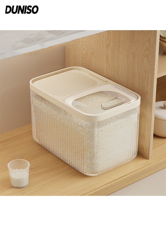 DUNISO حاوية تخزين الأرز، دلو أرز منزلي، دلو تخزين الحبوب محكم الإغلاق مع أكواب قياس، مقاوم للماء ومضاد للحشرات، مناسب للأرز والحبوب والفاصوليا - Image 1