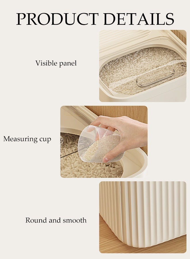 DUNISO حاوية تخزين الأرز، دلو أرز منزلي، دلو تخزين الحبوب محكم الإغلاق مع أكواب قياس، مقاوم للماء ومضاد للحشرات، مناسب للأرز والحبوب والفاصوليا - Image 3