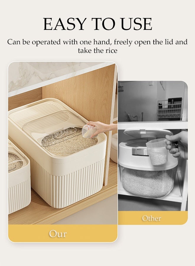 DUNISO حاوية تخزين الأرز، دلو أرز منزلي، دلو تخزين الحبوب محكم الإغلاق مع أكواب قياس، مقاوم للماء ومضاد للحشرات، مناسب للأرز والحبوب والفاصوليا - Image 4