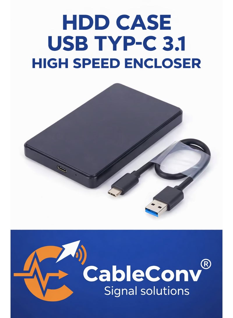CABLE CONV HDD Case USB Type-C 3.1 High Speed Enclosure 2.5 Inch External SATA SSD/HDD - Image 1