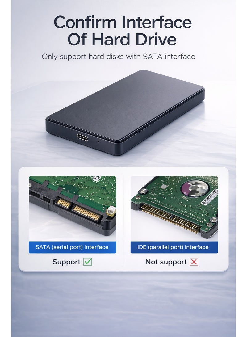 CABLE CONV HDD Case USB Type-C 3.1 High Speed Enclosure 2.5 Inch External SATA SSD/HDD - Image 3